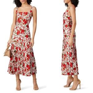 Alexis Red Floral Midi Dress worn once